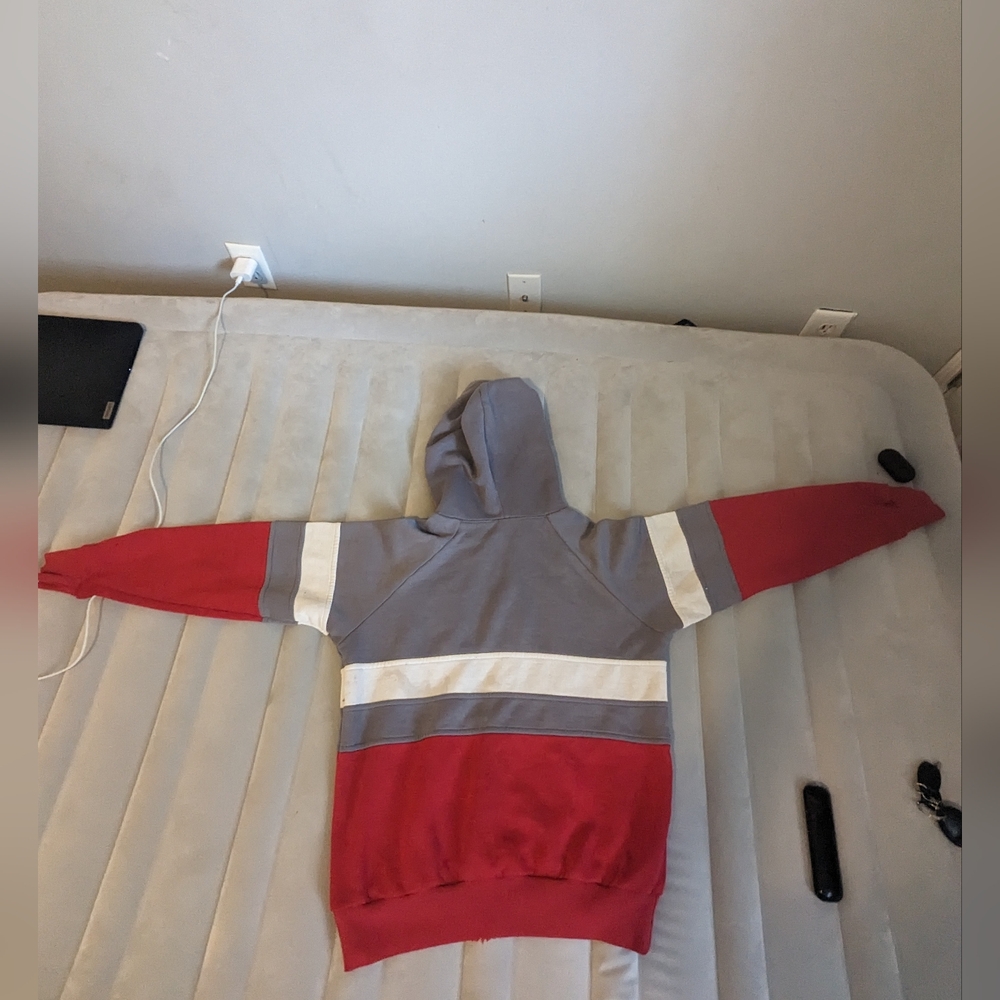 Red and Gray Nike Striped Hoodie